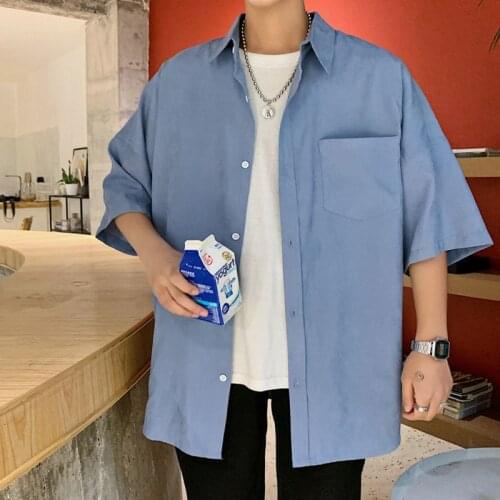 Summer Short-sleeved Shirts Men Fashion Multicolor Casual Shirts Men Streetwear Korean Loose Pocket Shirts Mens Dress Shirts