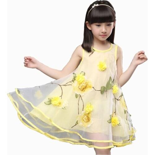 2020 Summer Clothes for Teen Girls Baby Kids 3D Flower Party Dress Childrens Gown Dress For Age 3 4 5 6 7 8 9 10 11 12 Years