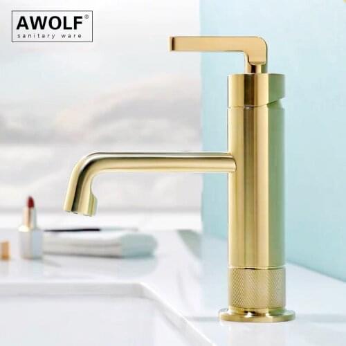 Brushed Gold Bathroom Basin Sink Faucet Deck Mounted Solid Brass Black Retro Industrial Style Hot And Cold Mixer Tap ML8109