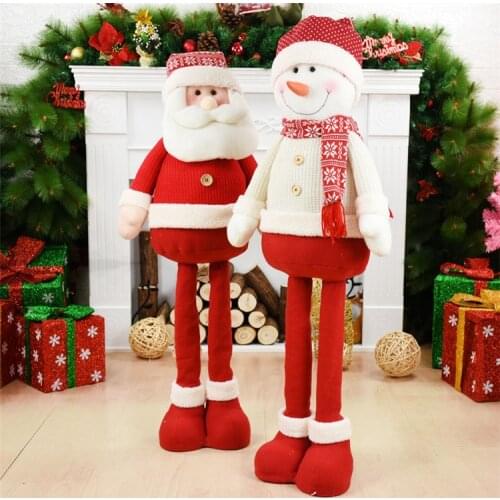 2022 New Home Decor Extendable Leg Snowman Santa Claus Plush Toys Childrens Christmas Gifts Christmas Tree Ornaments Navidad