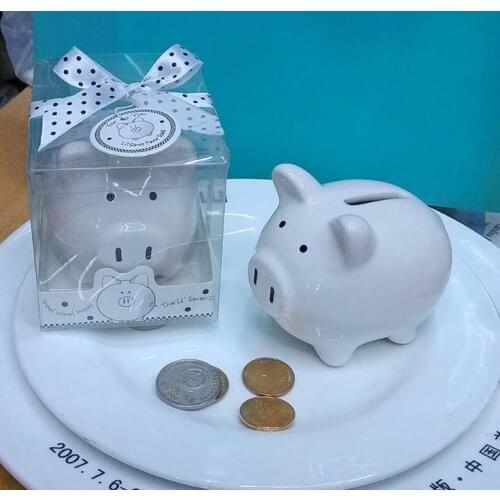 Wholesale Event Party Supplies 100pcs/lot Ceramic Mini Piggy Banks Coin Box in Gift Box Piggy Bank Kids SN332
