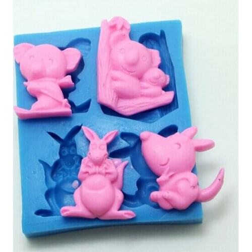 Rubber Flexible Food Safe Mold Clay Mold Silica Gel Gum Paste Animal Koala Kangaroo Silicone Mould- Resin, Chocolate Silicone