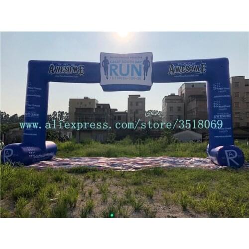 Blue 12m span 6m high Oxford inflatable arch, logo custom, customized for outdoor advertising campaigns