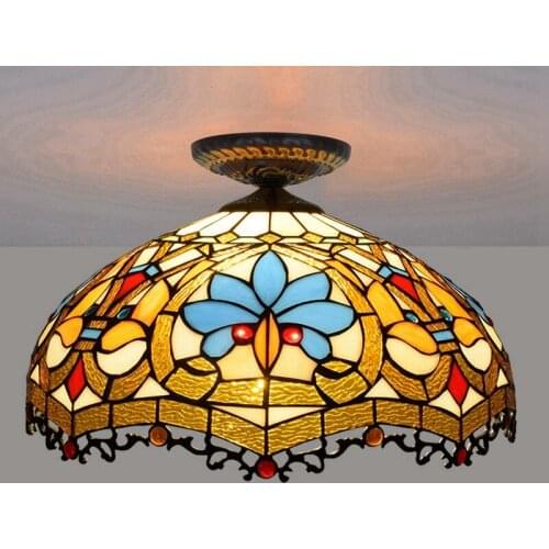 40cm European-Style Lovely Beads Tiffany Colorful Glass Restaurant Bedroom Corridor Corridor Bathroom Glass Ceiling Lamp