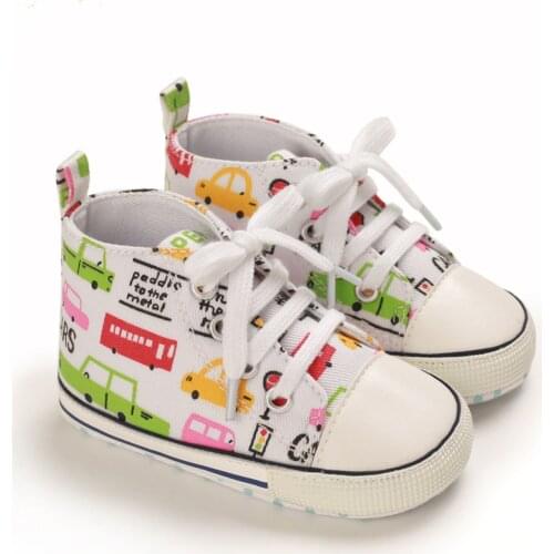 Unisex Baby High Top Sneakers Anti-Slip Canvas Shoes Soft Sole Tie-up Infant Prewalkers Baby Casual Shoes