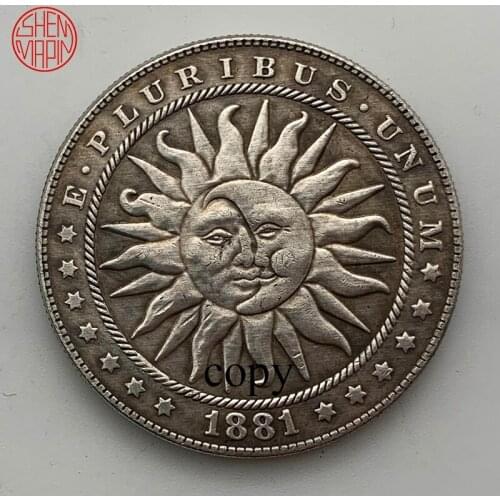 Sun and Moon God 1881 Hobo Nickel Copy Coin Morgan Dollar Copper Coins Collectibles Challenge Coin