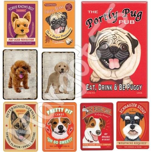 Dog Metal Tin Sign Vintage Plate Petro Painting Wall Decoration for Pet Shop Home Coffee Bar Club Living Room Farmhouse Decor