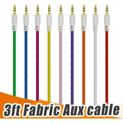 1m Jack 3.5MM Aux Audio Cable 3.5mm Jacks Speaker Wire Nylon Braided AUX Cord for iPhone Samsung Car Headphone MP3/4 2000pcs
