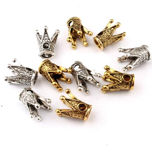 10Pcs Silver Gold Beads Dreadlock Beads Dread Beads Big Small Crown Braid Cuffs Clip Beads Hair Ringshair Accessories for Braids