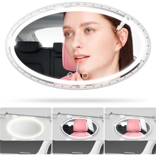 New Product Car Sun Visor Mirror Type-C 1200 Ah Battery Makeup Baby Car Mirror Silver-plated Glass Rear View Mirror W/LED Light