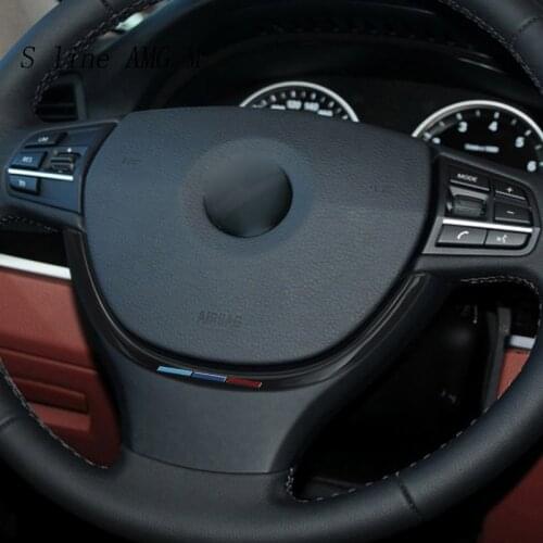 Car Styling For BMW 5 6 7 Series f10 f18 f11 f12 f13 f01 f02 Steering Wheel Steering Button For M Performance Cover Sticker Trim