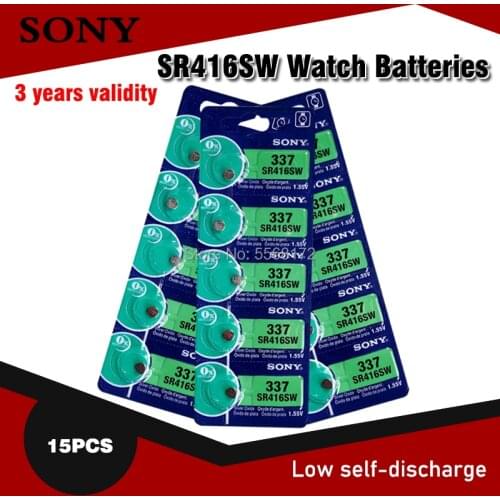 15pcs/lot Sony Original 1.55V 337 SR416SW Silver Oxide Watch Battery 337 SR416SW Button Coin Cell For Watch Electric Toys