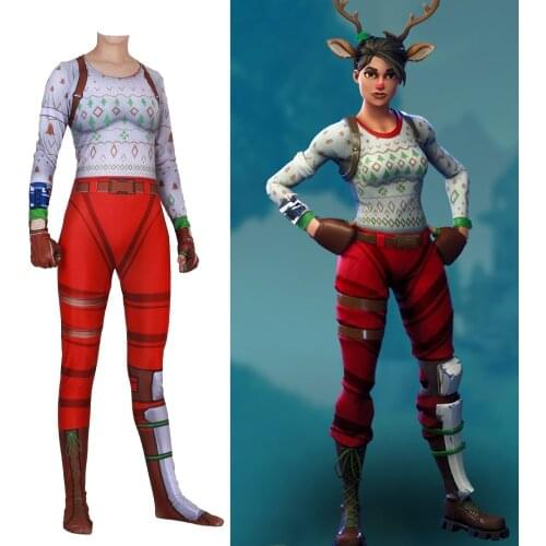 Free shipping adult childrens Halloween game RED NOSED RAIDER Cosplay Clothes women bodytights costume jumpsuits JQ-1358