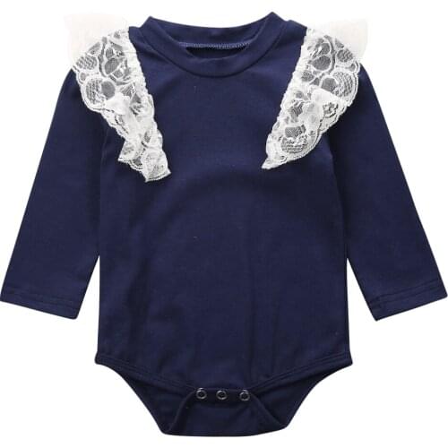 Baby Bodysuit Newborn Infant Baby Girl Lace Long Sleeve Bodysuit Jumpsuit Playsuit Outfit Clothes Size 0-24M