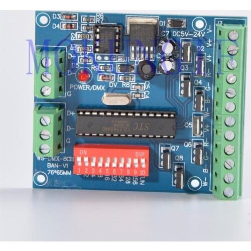 Fast shipping 20pcs RGBW 8 Channel DMX Controller WS-DMX-8CH-BAN-V2 2 Group RGBW 8CH Decoder for RGBW LED Strip Light