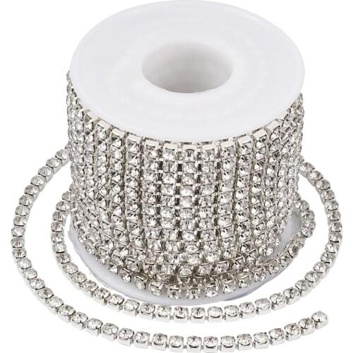 10Yards/roll Brass Crystal Rhinestone Strass Chains Shinning Cup Chain for Necklaces Bracelets DIY Jewelry Garment Accessories