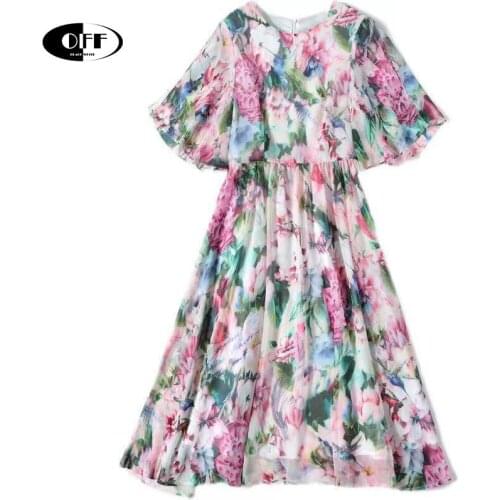 Designer Beach Boho Party Aesthetic Dress With Floral Pattern Summer Fashion Chic Zevity Women Rosy Dress Festival Clothing Robe