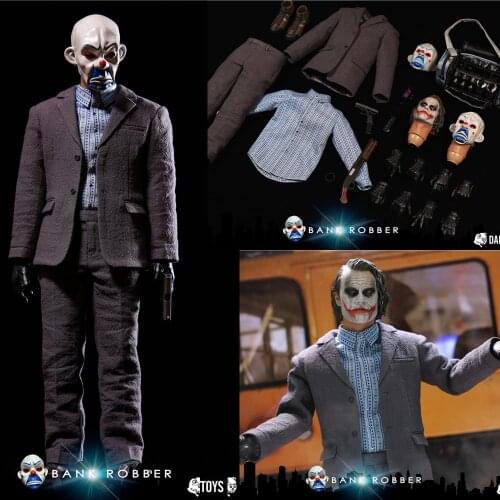 For Collection 1/6 Scale Solider DAFTOYS F02 Bat Bank Robber Clown The Joker Clothes & Weapon Accessory with Double Heads