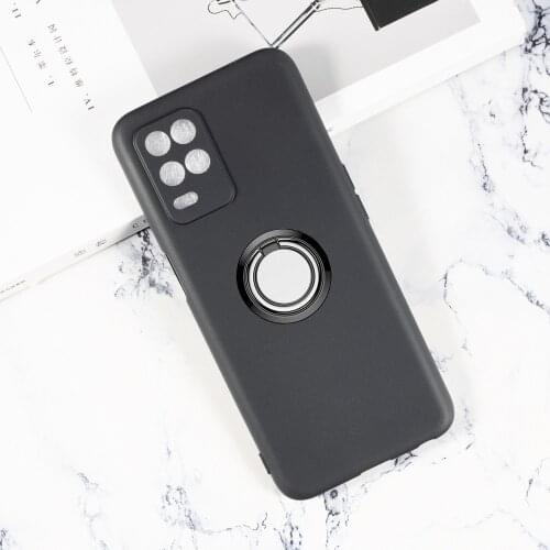 For Realme 8 V13 Q3 Q3i 5G 6.5" RMX3241 Back Ring Holder Bracket Phone Case Smartphone TPU Soft Silicone Cover