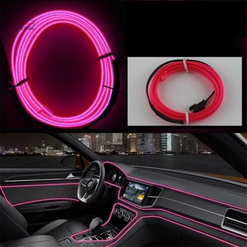 Haoyuehao 2018 New 2pcs 1-5meter Flexible Neon Lights Glow El Wire 12V Flat Auto Led Strip Car Light Car-styling Free Shipping