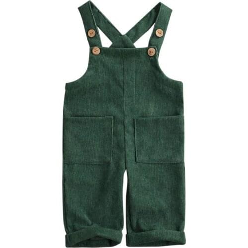 Jumpsuit Toddler Kid Baby Boy Girl Corduroy Romper Bib Pants Pocket Solid Overalls Clothes Summer Spring 6M-5Y