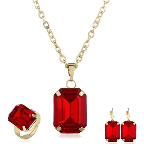 Bridal accessories European and American jewelry sets with earrings necklace ring sets for temperament bridal wedding party