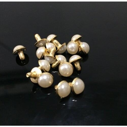 100PCS 7mm Round Gold Acrylic Pearl Rivets Leather Craft Punk Studs Fit DIY Making Belts Shoes Bag Bracelets Shipping Free