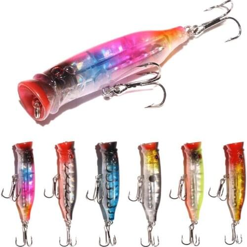Hot 1pcs Fishing Lures 7.2cm/9.5g Topwater Popper Bait6 Color Hard Bait Artificial Wobblers Plastic Fishing Tackle