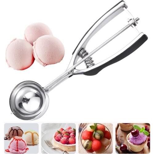Stainless Steel Spoon Kitchen Ice Cream Mashed Potatoes Watermelon Jelly Yogurt Cookies Spring Handle Scoop Kitchen Accessories
