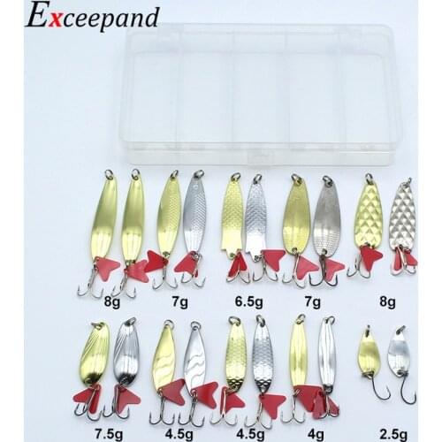 Exceepand 20 PCS Set Fishing Lures Metal Spoon Bait Pack Hard Sequin Bait Freshwater Bass Pike Bait Fishing Tackle
