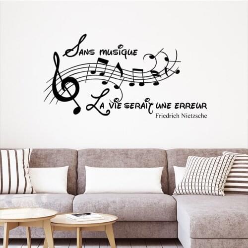 Stickers Sans Musique La Vie Serait Une Erreur Vinyl Wall Art Decal Living Room Home Decor Poster Nietzsche Quote Wall Decor