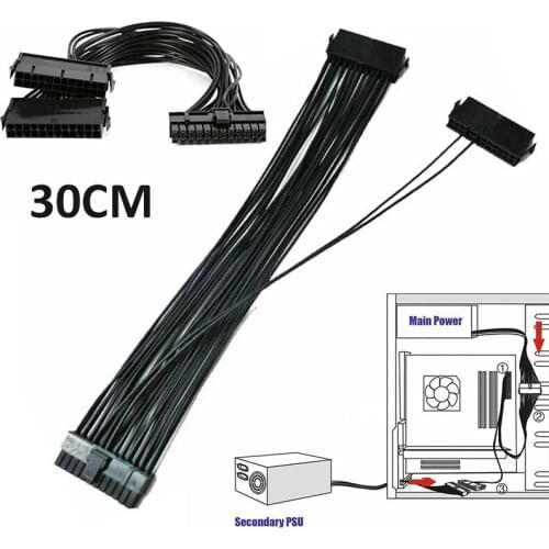 New 24P To 24P Power Start-Up Cable Adapter Supply Connector Splitter ATX Dual-PSU Motherboard For Computer