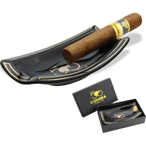 Cigar Ashtray Ceramic Material, Compact and Cool Design, Portable Travel Cigar Ashtray for Indoor/Outdoor/Home/Hotel Use
