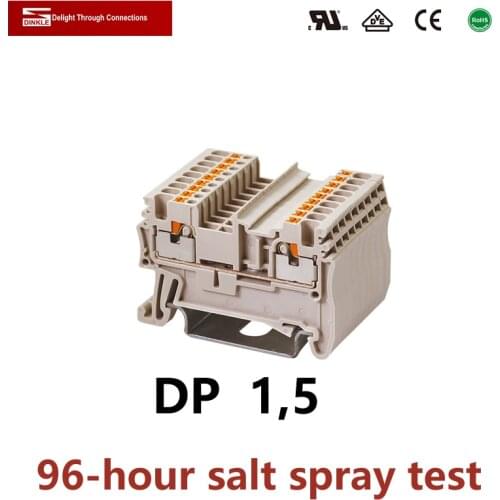 DINKLE DP1.5 Spring-cage Connection Feed-Through Wiring Return Pull Plug Wire Electrical Connector Din Rail Terminal Block ST1.5