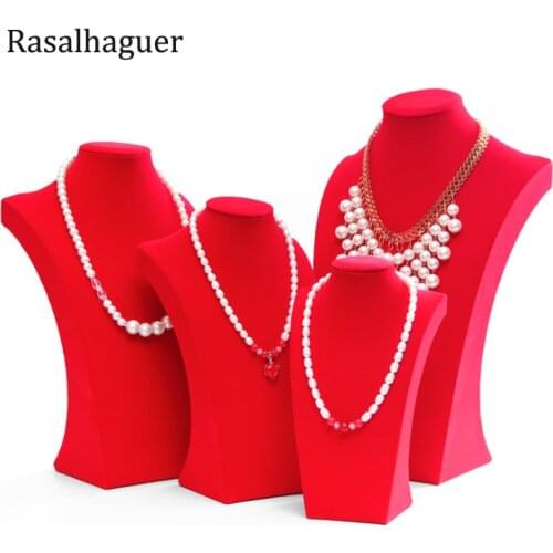Top Classic Red Velvet Mannequin Shelf Necklace Pendant Chain Jewelry Display Stand Holder Decorate Bracelet Jewelry Rack Show