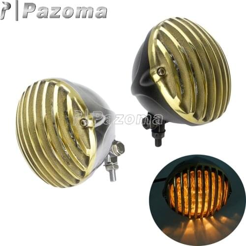 Vintage Motorcycle Brass Grille Headlight For Harley Honda Yamaha Suzuki Cafe Racer Bobber Chopper Custom Scalloped Headlamp