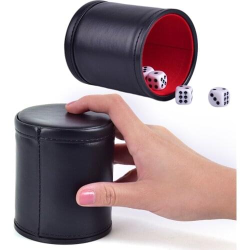 2020 Foreign Trade New PU Leather Flannel Mute Dice Cup Bar Game Supplies