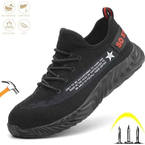 Safety Work Boots Mens Anti-piercing Anti-smash Steel Toe Shoes Indestructible Comfortable Breathable Non-Slip Light Sneakers