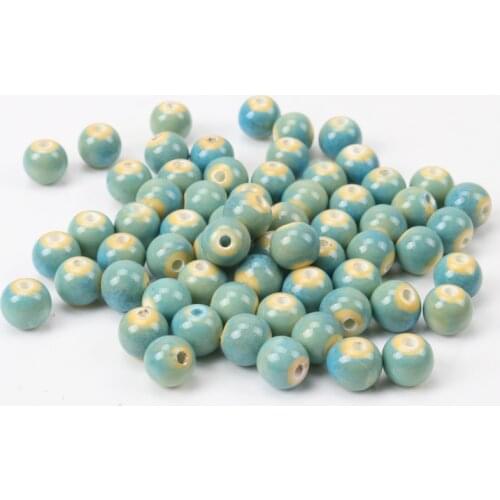 Green Porcelain Material Ceramic Round Beads Spacer Beads For Decoration Jewelry Handmade Accessories 9mm 20pcs