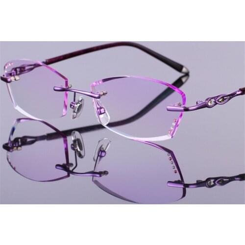 Womens Frameless Finished Products Prescription Optical Prescription Glasses Beautiful Trimmed Glasses Frame Fashion 00003