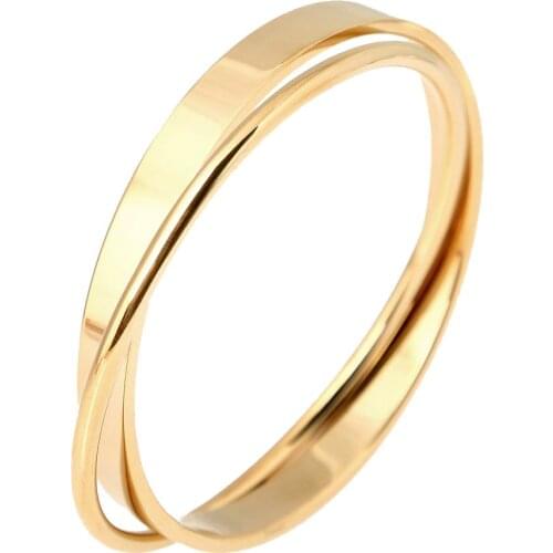 Baoliren Blank Titanium Steel Gold Color Infinity Womens Layer 2 Plain Bangle Bracelet Together