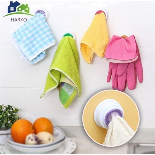 1PCS Convenient Kitchen Storage Hooks Washing Cloth Hanger Rack Towel Holder Sucker Wall Window Bathroom Tool Random Color