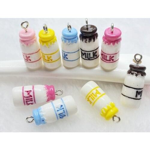 10Pcs/lot Mixed Mini milk bottle Flatback Kawaii Resin Scrapbooking Embellishments Diy Ear Studs Accessories E95