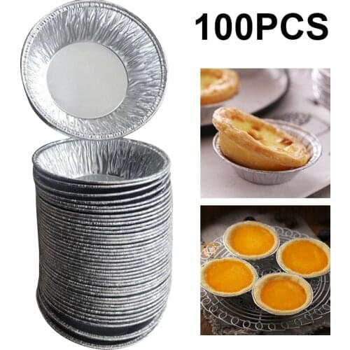 100Pcs Egg Tart Mold Disposable Foil Tarts Trays Kitchen Baking Cupcake and Muffin Baking Cups