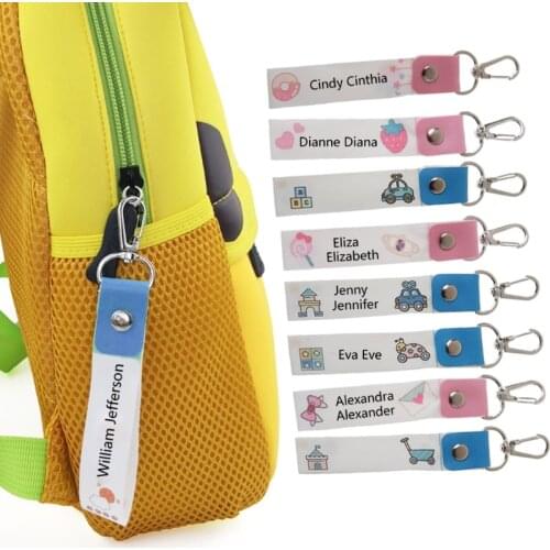 12Pcs Kids Handwritten Customizable ID Labels Keychain for Identification for Child Bags Clothing and All Personal Items