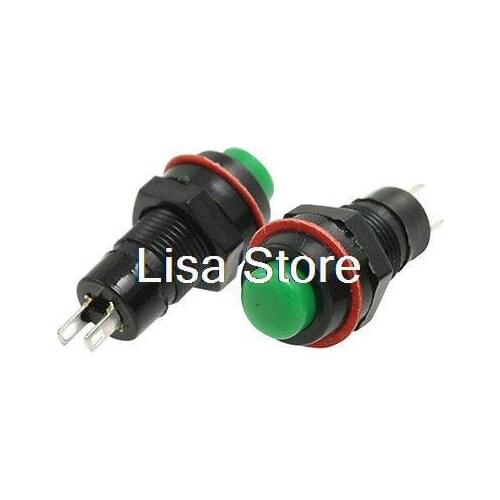 2 Pins SPST OFF/(ON) Green Latching Push Button Switch N/O AC 250V/1A