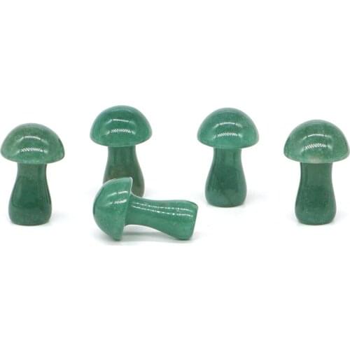 2pc Natural Gemstone Green Aventurine Crystal Hand Carved Stone Mushroom Reiki Healing Decor