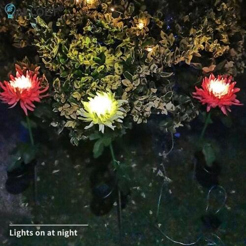 2pcs LED Solar Light Artificial Chrysanthemum Simulation Flower Outdoor Waterproof Garden Lawn Lamp for Home Yard Decoration