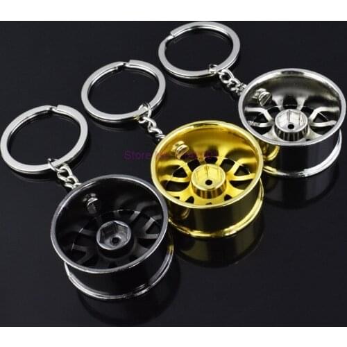 200Pcs/Lot Auto Turbo Hub Keychain Wheel Rim Car Keyring Luxury Zinc Alloy Key Fob Wheel Tire Styling Car Key Chain Keyring