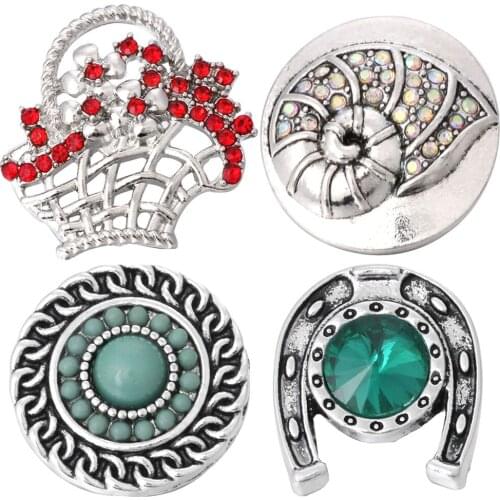 5pcs/lot New Snap Button Jewelry Crystal Rhinestone Flower 18mm Snap Buttons for 18MM Snap Bracelet Bangle Necklace Love Jewelry